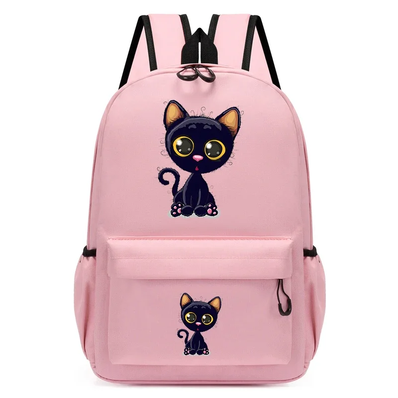 

Black Kitten Print School Bags for Student Children Backpack Anime Cartoon Cat Kid Child Backpack Schoolbag Kindergarten Bagpack