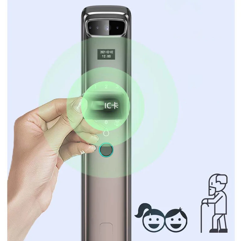 3D Face Recognition Door Lock Smart Phone APP Usmart Go WIFI Remote Control For Door Thickness 40-100mm Rechargeable Battery