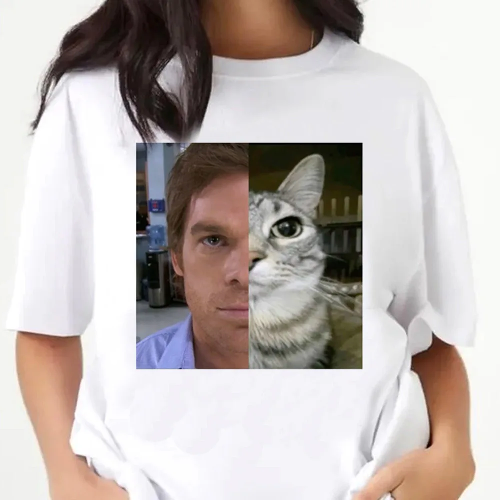 Футболка Dexter Morgan в стиле shoujo baddie, корейская модная рубашка в стиле Harajuku, психеделический дизайн.