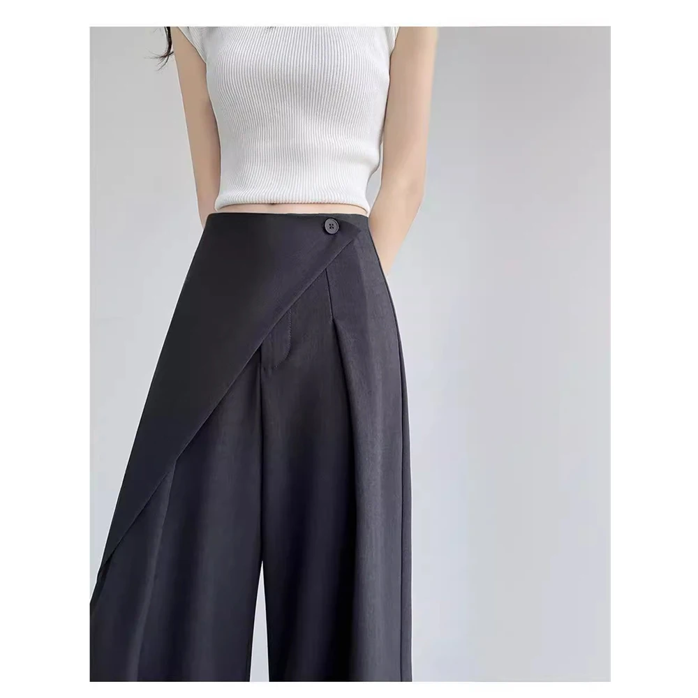 Sweet Cool Girls High-end Thin Suit Wide-leg Pants Women High-waist Temperament Straight Japanese Korean Casual Mopping Trousers