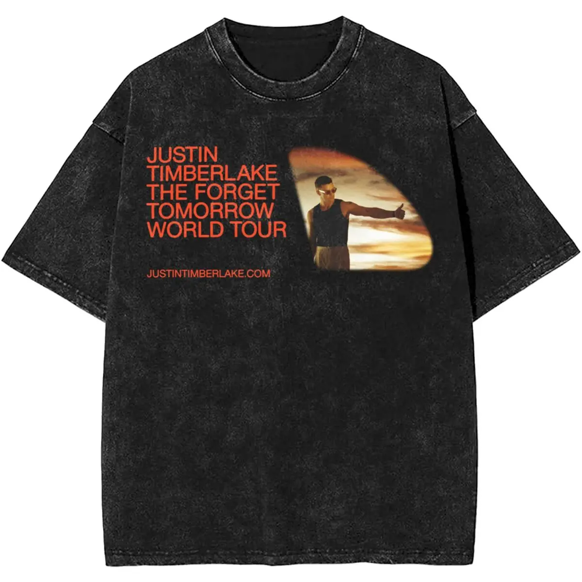 Justin Timberlake The Forget Tomorrow World Tour Washed Shirts Streetwear for Men Women Fashion T-Shirt Oversize Style