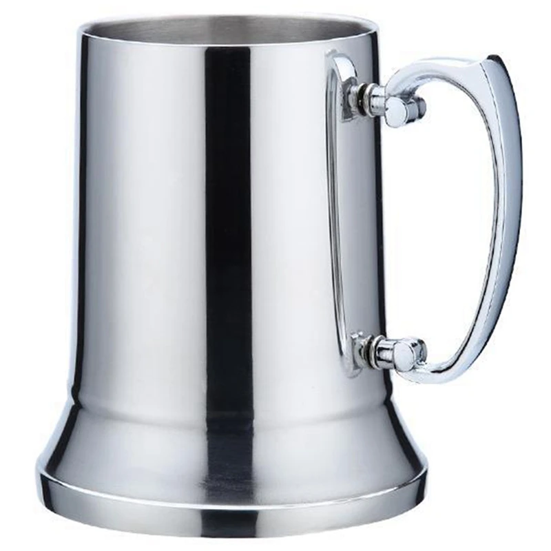 Double Wall Stainless Steel Beer Mug Cocktail Breakfast Milk Mugs with Handgrip Coffee Cup 560Ml-AT35