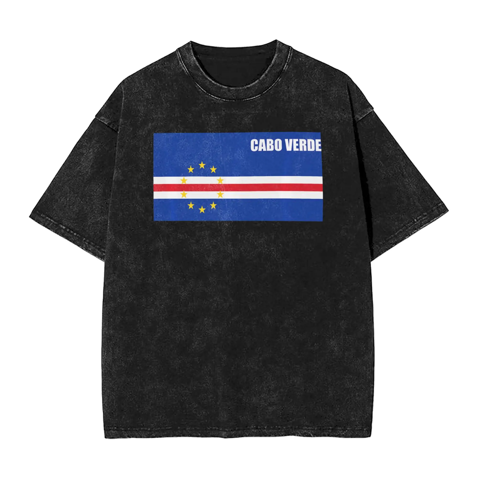 Cabo Verde Flag Tee T-Shirt for Men  Creative Cotton Tee Shirt O Neck Short Sleeve T Shirts Unique Clothing