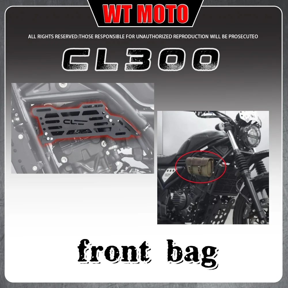 Retro front tactical pouch for HONDA CL300, canvas side bag, tool bag, pouch bracket accessory.