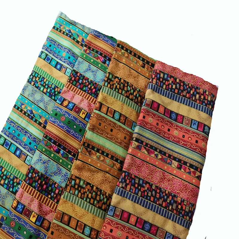 Marca vintage Zaka 4 cores 23x24cm Bohemia Stripe Flower Impresso Pacote de tecido de linho de algodão