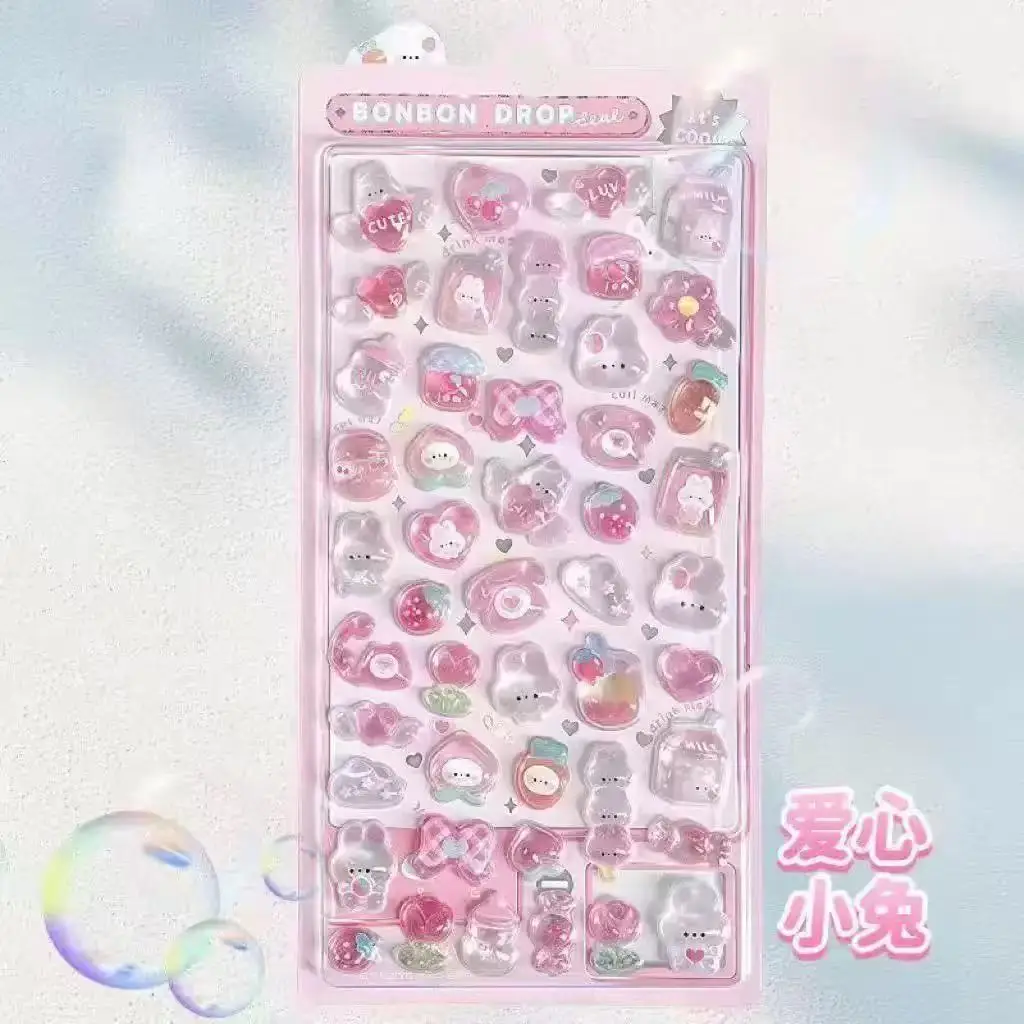//Kawaii 3D Jelly Resin Stickers Leuke Cartoon Sparkle Transparante Stickers voor Scrapbooking Telefoonhoesje Laptop DIY Decor..
