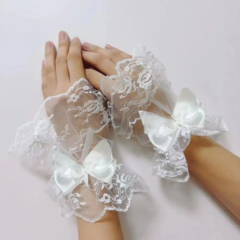 

Photography fFr Nails Bridal Wedding Bow Ruffled Mesh Hand Sleeves Lace Wrist Cuff Nail Art Photo Shooting Background Tool