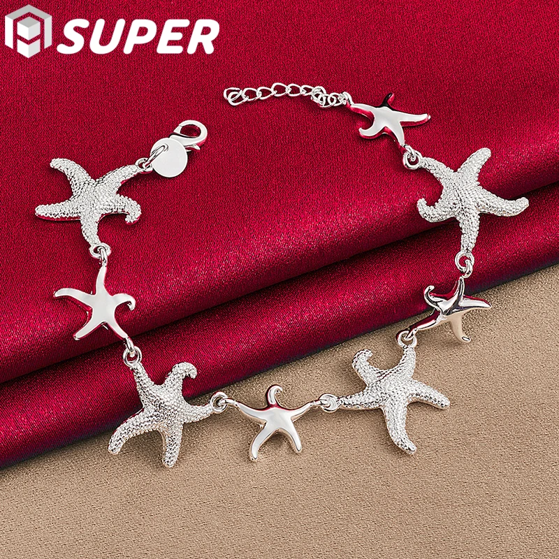 

925 Sterling Silver Charm Starfish Bracelet Chain For Women Wedding Engagement Party Fashion Jewelry