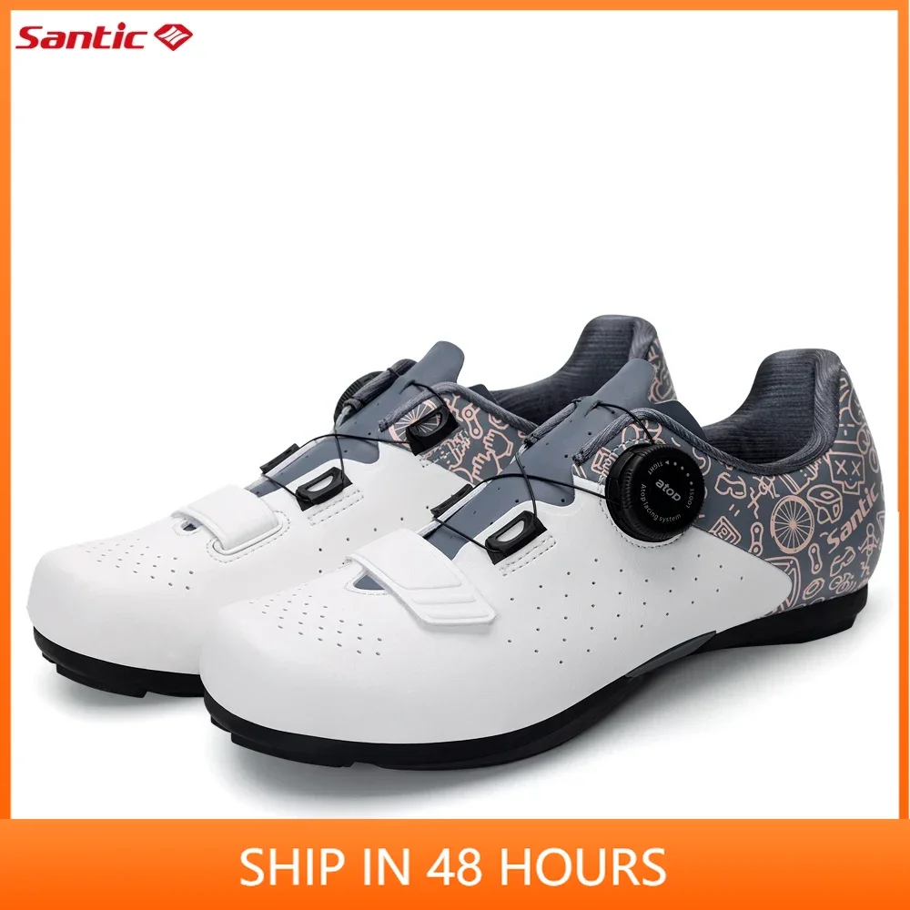 Santic Women's Cycling Shoes Unlocked Power Assisted  Anti Slip Road MTB Non Locked  Bike Shoes WLS24048