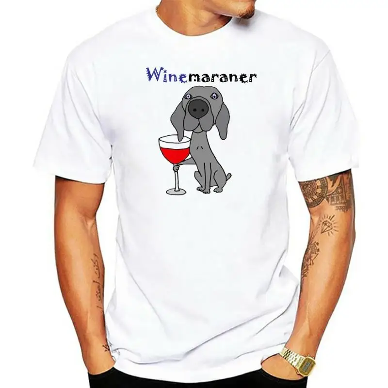 3d Printed Men Funny Cool Weimaraner Dog Drinking Red Wine Art Printed Tee Shirts O Neck Print T-Shirts Mens Cotton T-Shirt