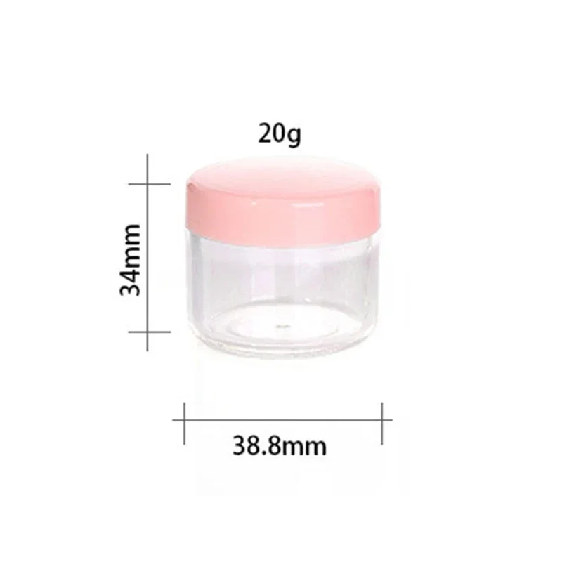 30PCS Cosmetics Jar Box Makeup Cream Nail Art Cosmetic Bead Storage Pot Container Round Bottle Portable Plastic Pink Case