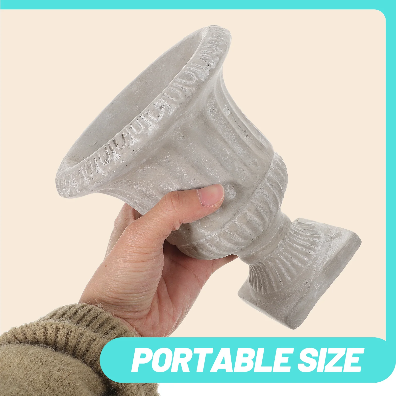 

Alipis 1pc Retro Pot Roman Column Plant Stand Metal Trim Urn Vase Wedding Decor Floral Container Cement Table Planter