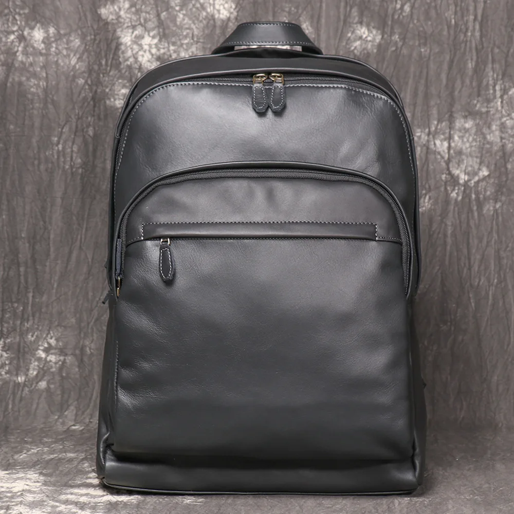 

Мужской дорожный рюкзак из натуральной кожи с ремнем для крепления к чемодану, вместительная сумка для ноутбука из высококачественной воловьей кожи