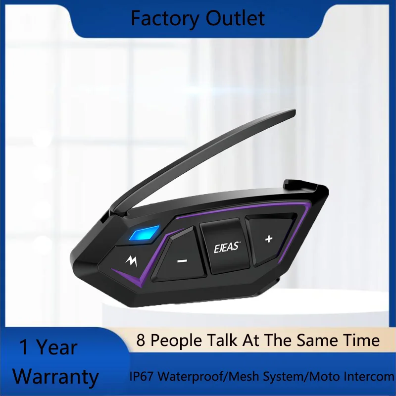 

1/2 шт., мотогарнитура для шлема, IP67, 8 человек