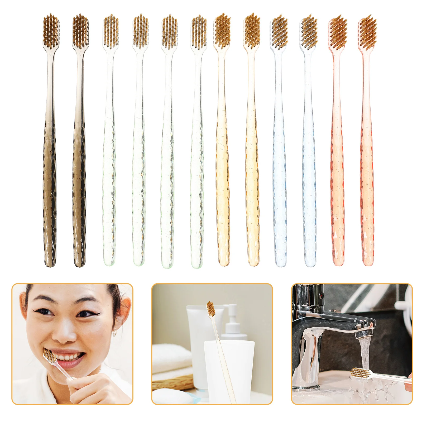12 قطعة من فرشاة الأسنان المدمجة للبالغين، شعيرات ناعمة، مواد متينة، قبضة مريحة مناسبة لرحلات العمل والتخييم #4
