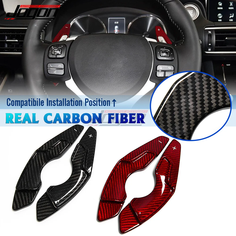 

JOGON Real Carbon Fiber Red Paddle Shifter For Lexus IS XE30 300h AVE30 2014-2017 pre-facelift Car Steering Wheel Extensions