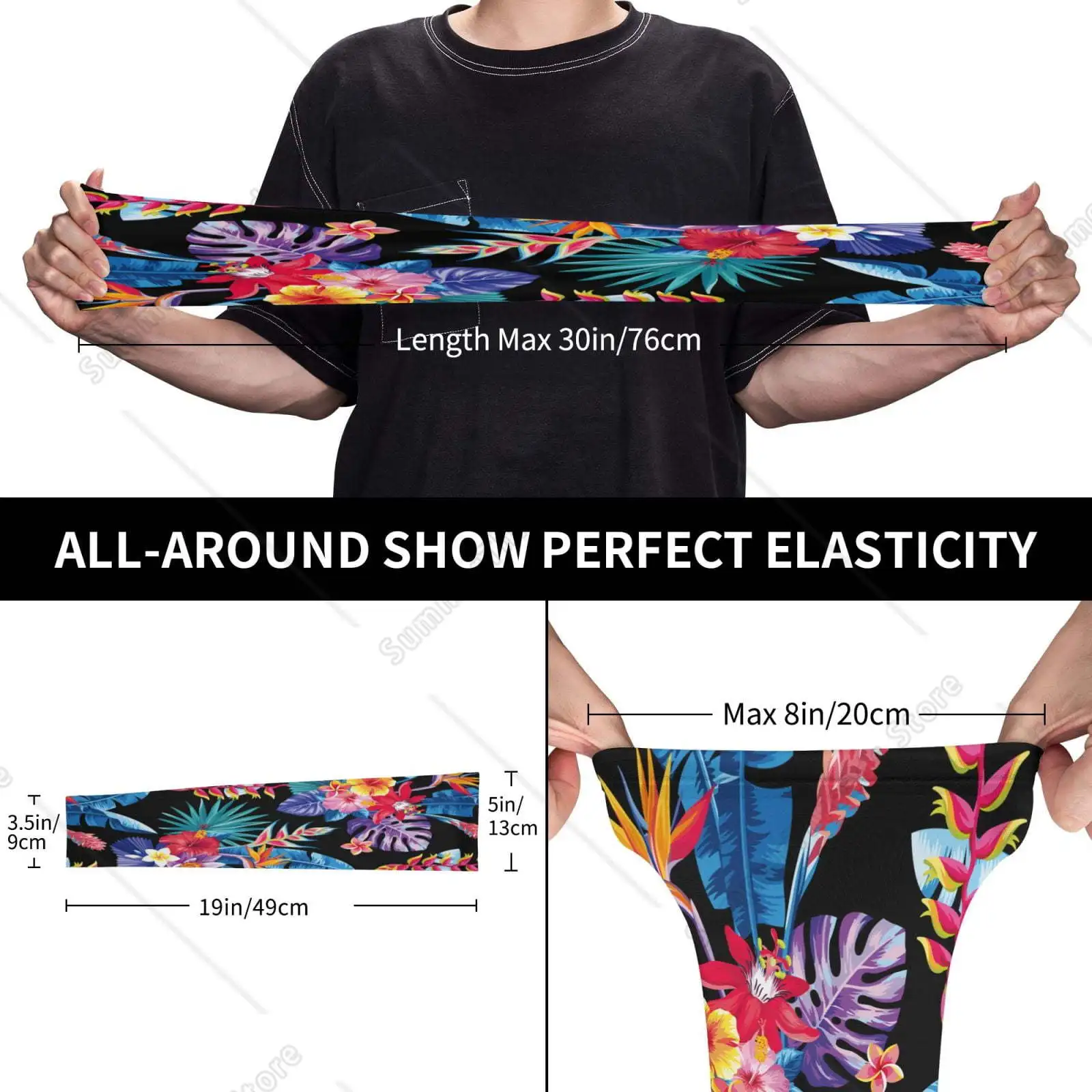 Tropical Palm Leaves Cooling Sleeves for Unsex, Arm Sleeves, UV Sun Protection Sleeve to Cover with Silicone Anti-Slip