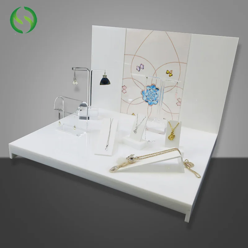 custom.Custom White Jewelry Shop Counter Exhibitor Rack Acrylic Jewellery Display