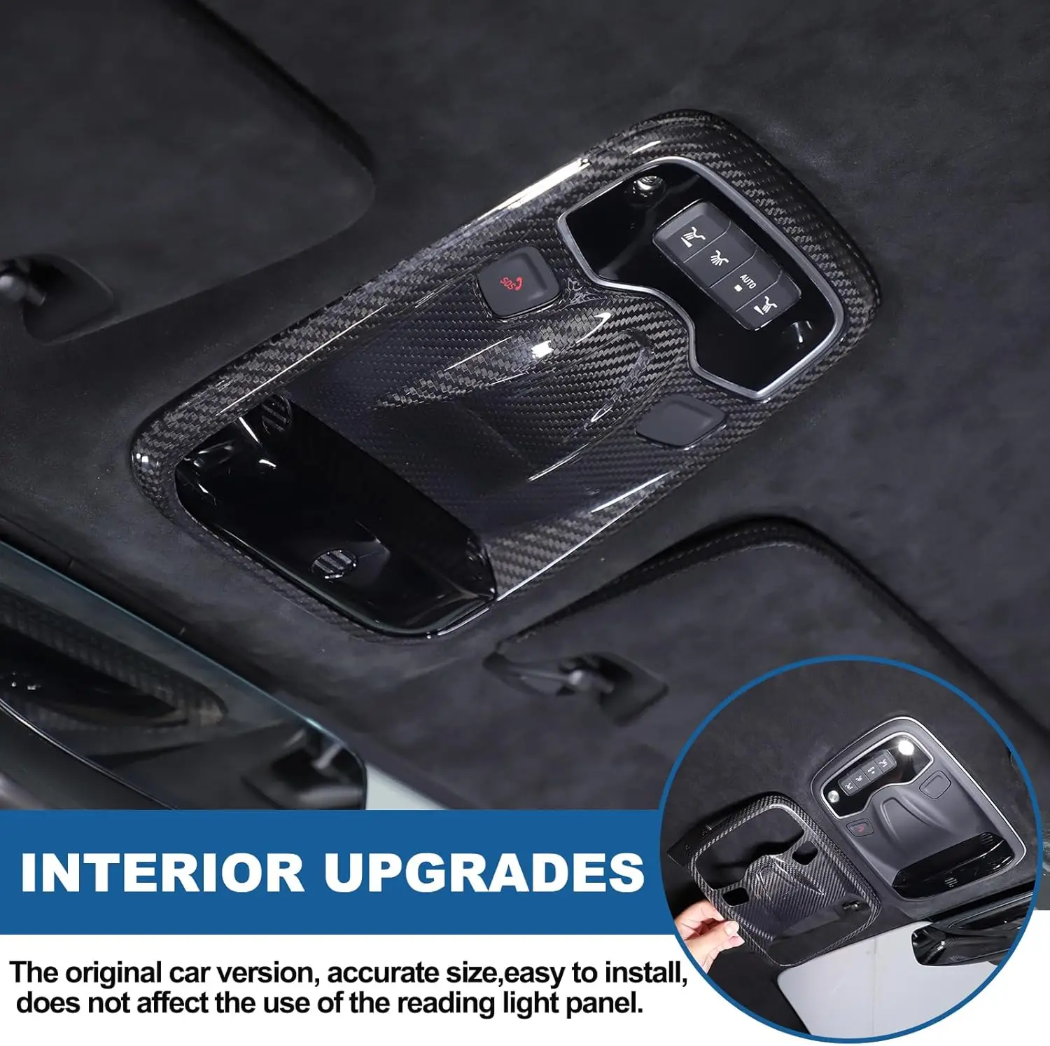 

Car Reading Light Lamp Panel Cover For Lotus Emira 2021-2024 Carbon Fiber Interior Front Row Roof Reading Light Frame Trim