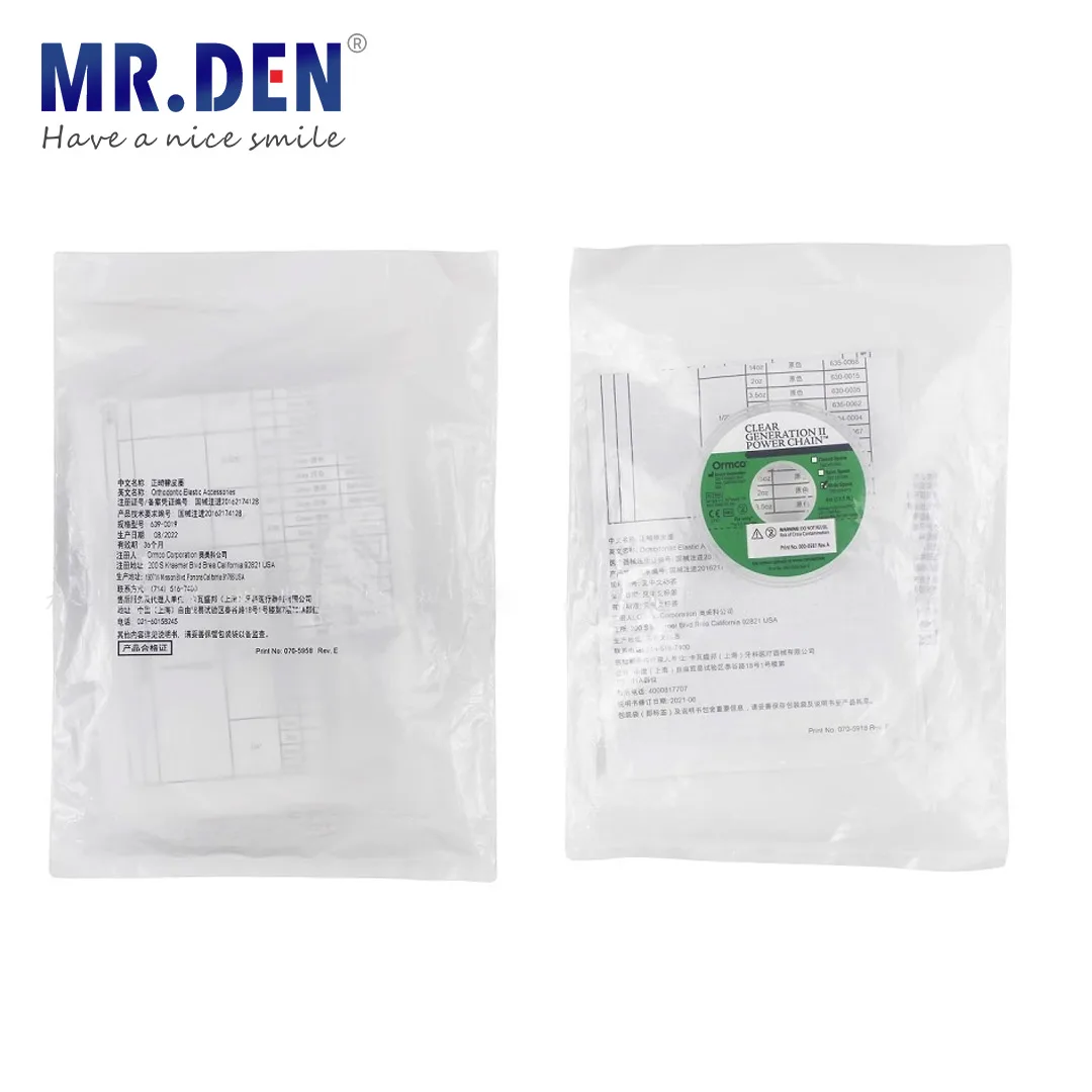 MR DEN Ormco Dental Materials Orthodontic Rubber Bands Traction Clear Power Thread Generation Chain Elastic Wires