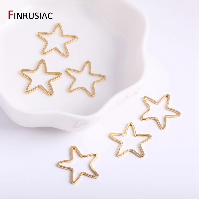 14K Gold Plated Brass Star/Pentagram/Square/Round Connector For Jewelry Making Supplies Earrings Making Accessories Wholesale