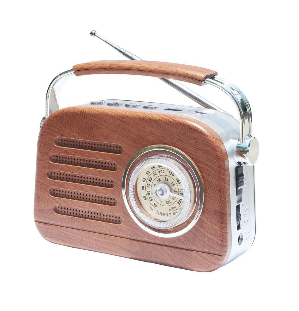 wood am fm rechargeable battery portable radio digital  receiver