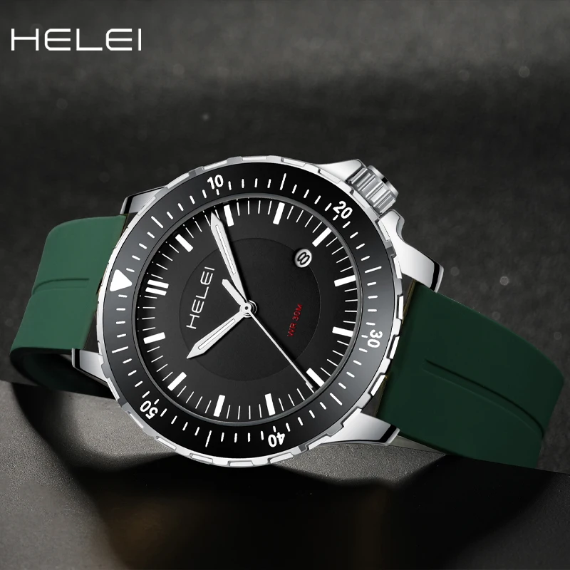 HELEI-reloj de cuarzo para hombre, cronógrafo de pulsera resistente al agua con movimiento de la serie jazz, personalidad simple, nuevo, 2024