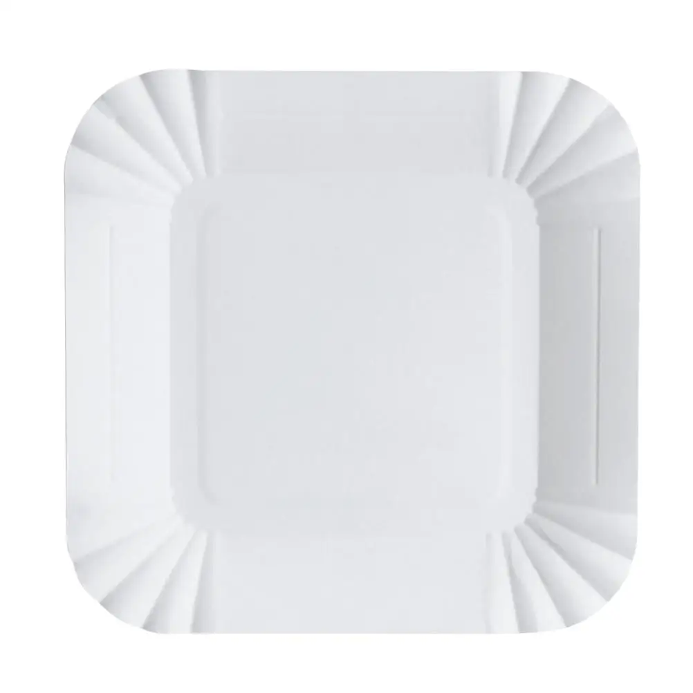 

100pcs Disposable Paper Plates Square Storage Tableware Plate for Cake Dessert Fruits Snacks (White)