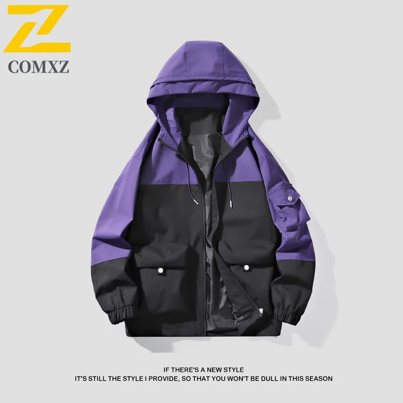 COMXZ 2025 メンズ多用途ファッションジャケット春秋トレンディカジュアルルーズフィットスタイリッシュな軽量コート