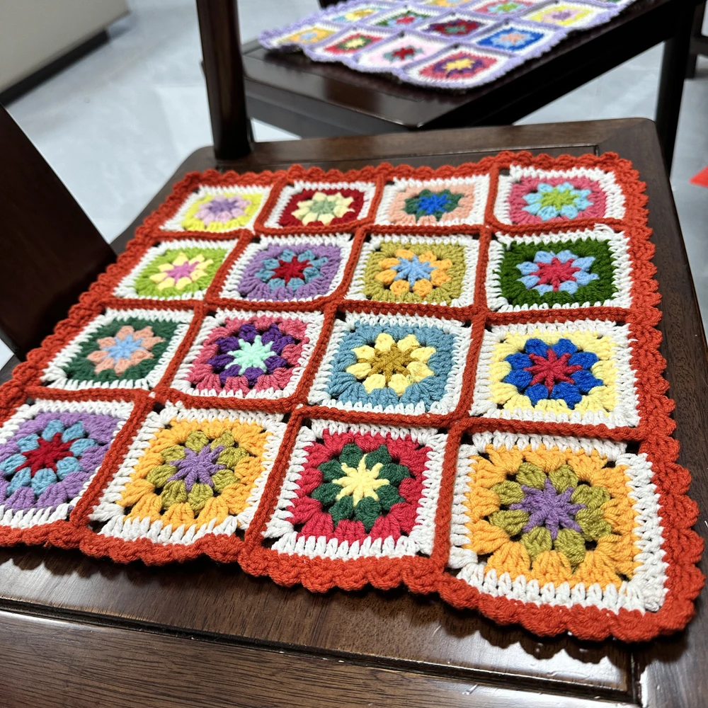 Handgemachte Häkel matten Tischdecken quadratisches Sitzkissen Wohnkultur Untersetzer 40x40cm Pad für Haustier DIY Küchen pad