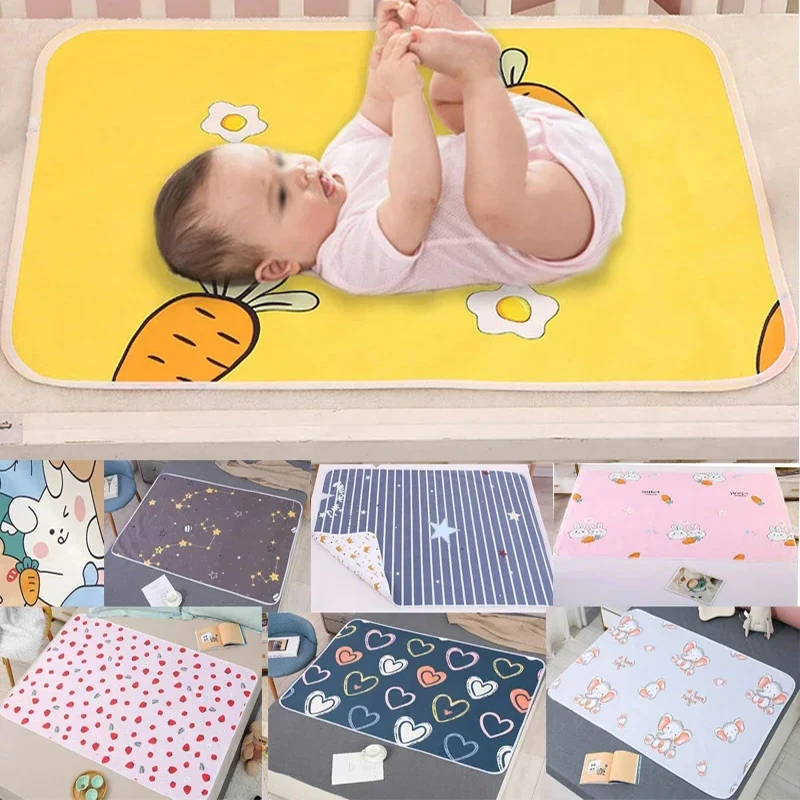 Baby Diaper Reusable Waterproof Cotton Changing Pad Cover Baby Diaper Mattress Newborn Print Changing Mat Floor Play Mats 0-3Y