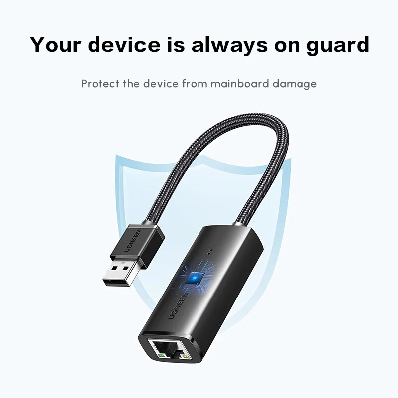 UGREEN USB2.0-이더넷 어댑터, 100Mbps 네트워크 어댑터, 노트북 PC용 RJ45 유선 LAN 인터넷 어댑터
