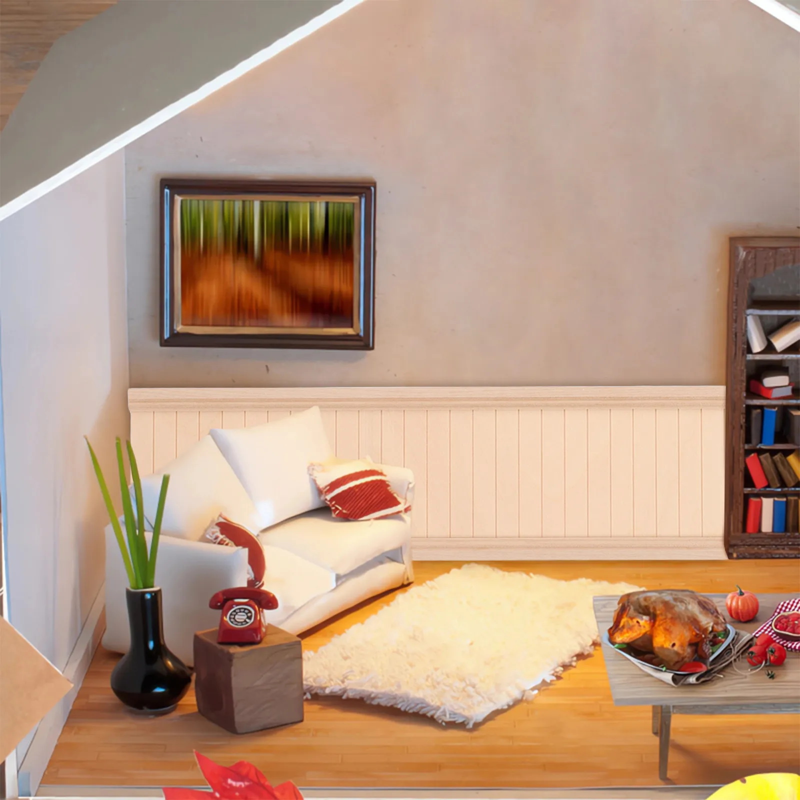 

Miniature Dollhouse Wainscoting 1:12 Scale High Precision Wall Paneling Elegant Interior Trim for Tiny House Display Photography