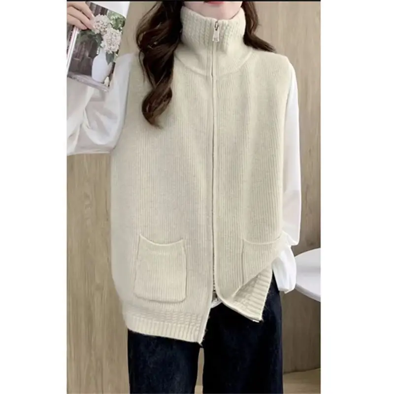 Bild 7: Pullover Weste Gestrickte Doppelreißverschluss Weste Jacke Retro Design Neue Stil Top