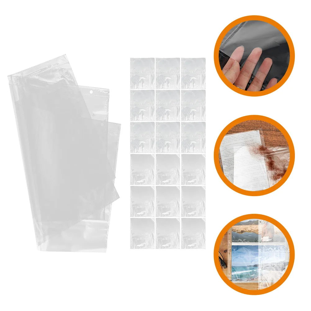 

A4 Photo Album Pages Refill Clear Sleeves for Postcards Collectibles Coin Wallets 4 Hole Looseleaf Storage Pockets Reusable