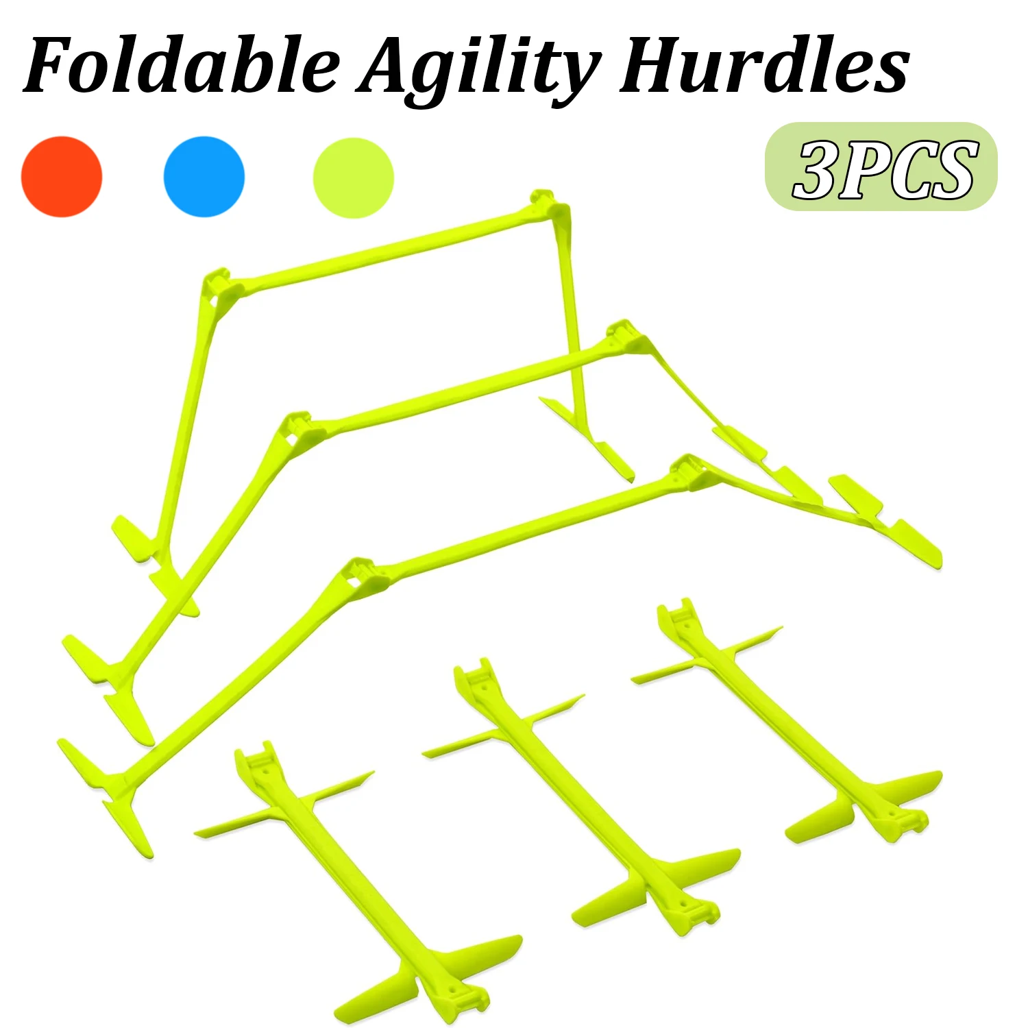 3PCS Speed Training Hurdles Adjustable Height 6/9/12Inch Agility Hurdles Foldable Professional Sports Training Practice Obstacle