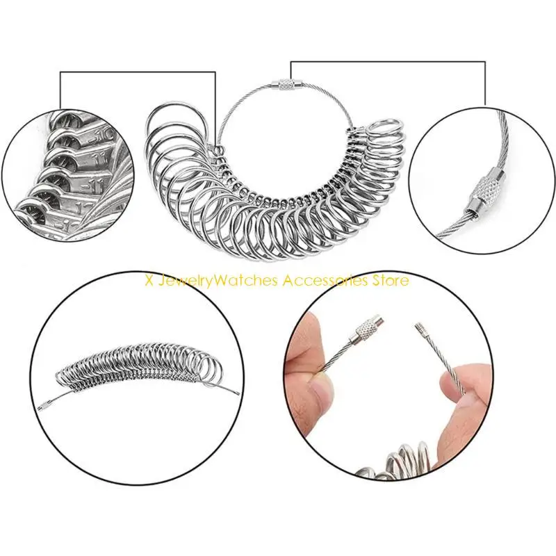

31KD Ring Sizer Set Metal Measuring Tool Ring Mandrel Finger Sizing Gauge Jewelry Measurement Tool Jewelry Sizing Measuring