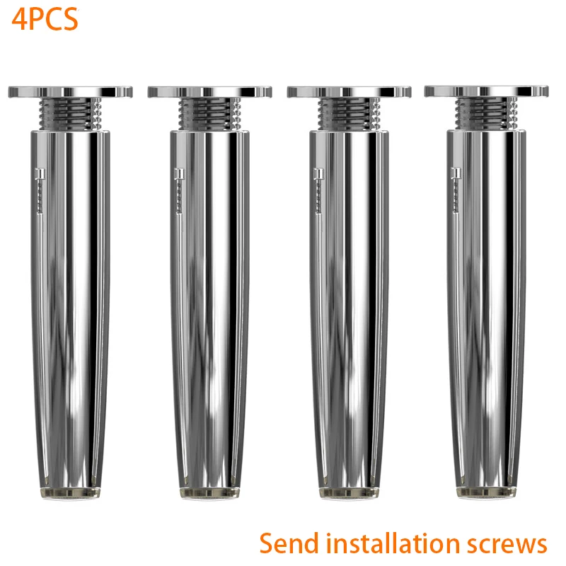 

4 Pcs 8-15CM Bright Chrome Adjustable Aluminum Alloy Furniture Legs Cabinet Table And Chair Sofa Leg With Non-Slip Rubber Base