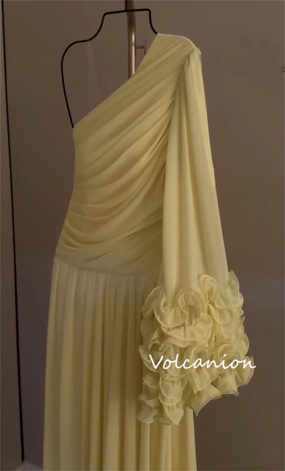 Customized Exquisite Chiffon Flower A-line One-shoulder Long Dresses Bespoke Occasion High Quality Pastrol