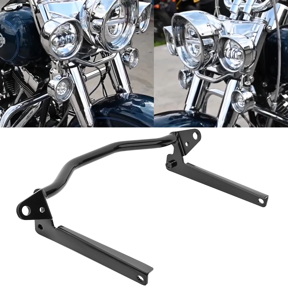 

Motorcycle Gloss Black Front Turn Signals Passing Lamp Light Bar Mount For Harley Softail Fatboy FLSTF Heritage 2002-2017