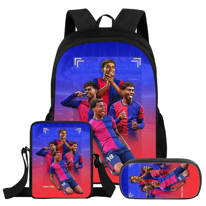 3Pcs Set Backpack L-Lamin Yamal Kids Student School Football Star Rucksack Best Gift Shoulder Bag Pencil Bags Bookbag image 3