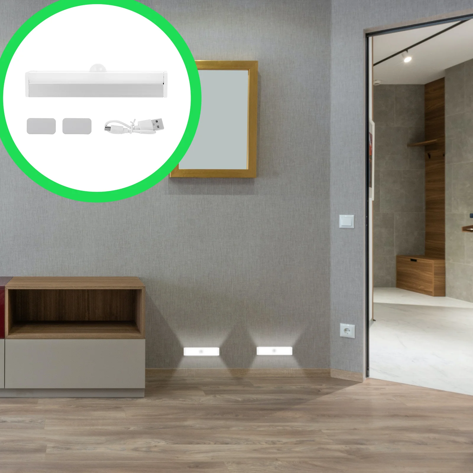 

Wireless Motion Sensor Cabinet Light Usb Rechargeable Long Strip Led For Wardrobe Closet Bedroom Night Lamp Body Sensing Light