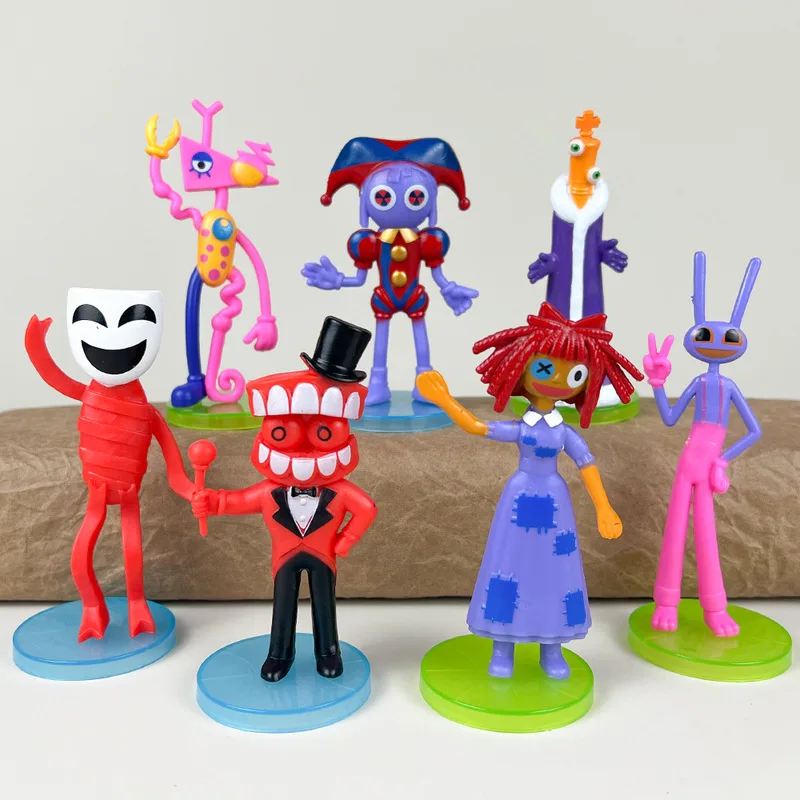 

In Stock 7 Pcs/Set The Amazing Digital Circus Anime Figures Rabbit & Clown Figures Model Desktop Decoration Kids Toys