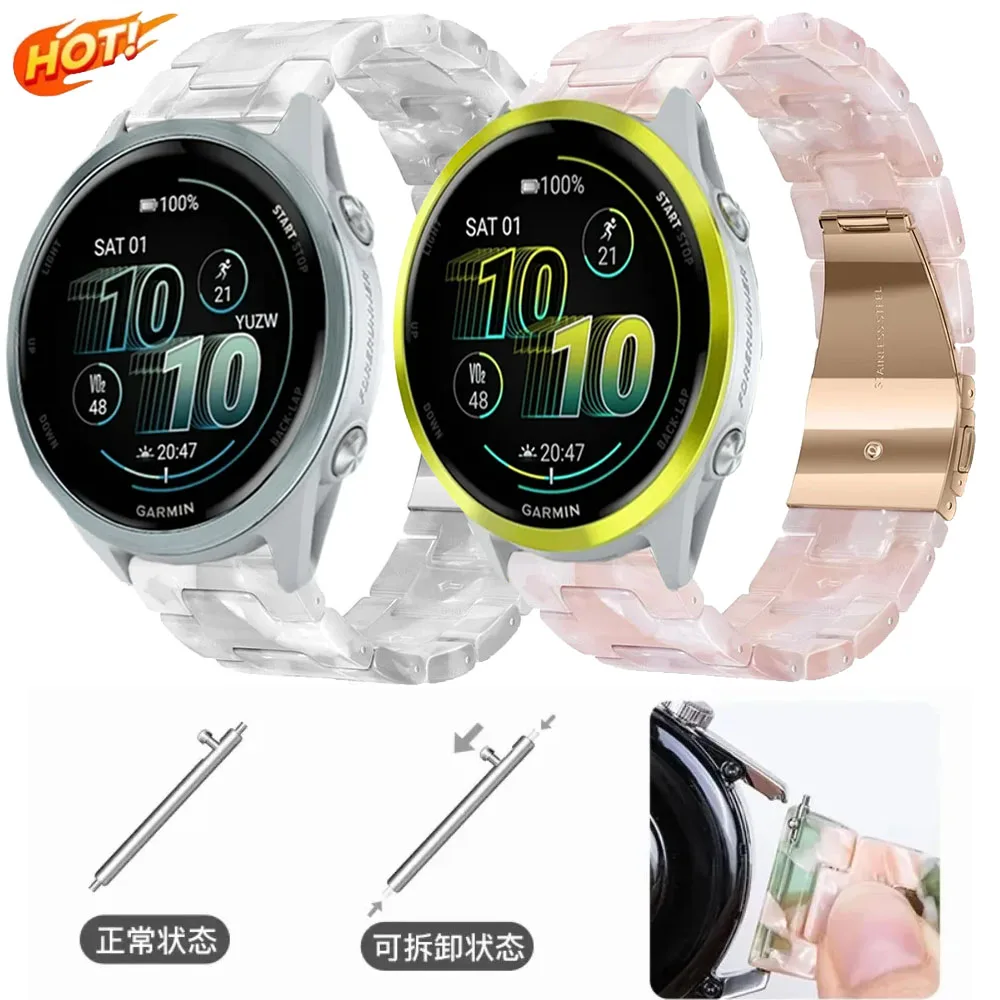 20/22mm Harzarmband für Garmin Forerunner 570 970 170 70 970 965 265 255 55 165 Leichtes Armband für Garmin Active 6 5