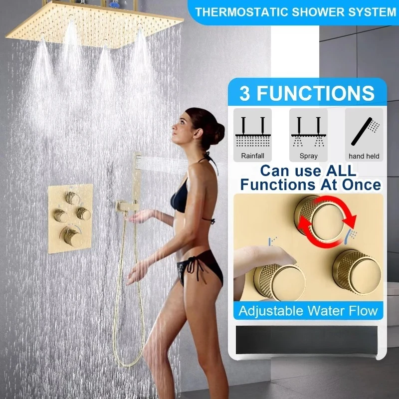 Messing messing douchesysteem - Rainfall Shower Head Ceiling Mount 16 Inch recensie en prijs
