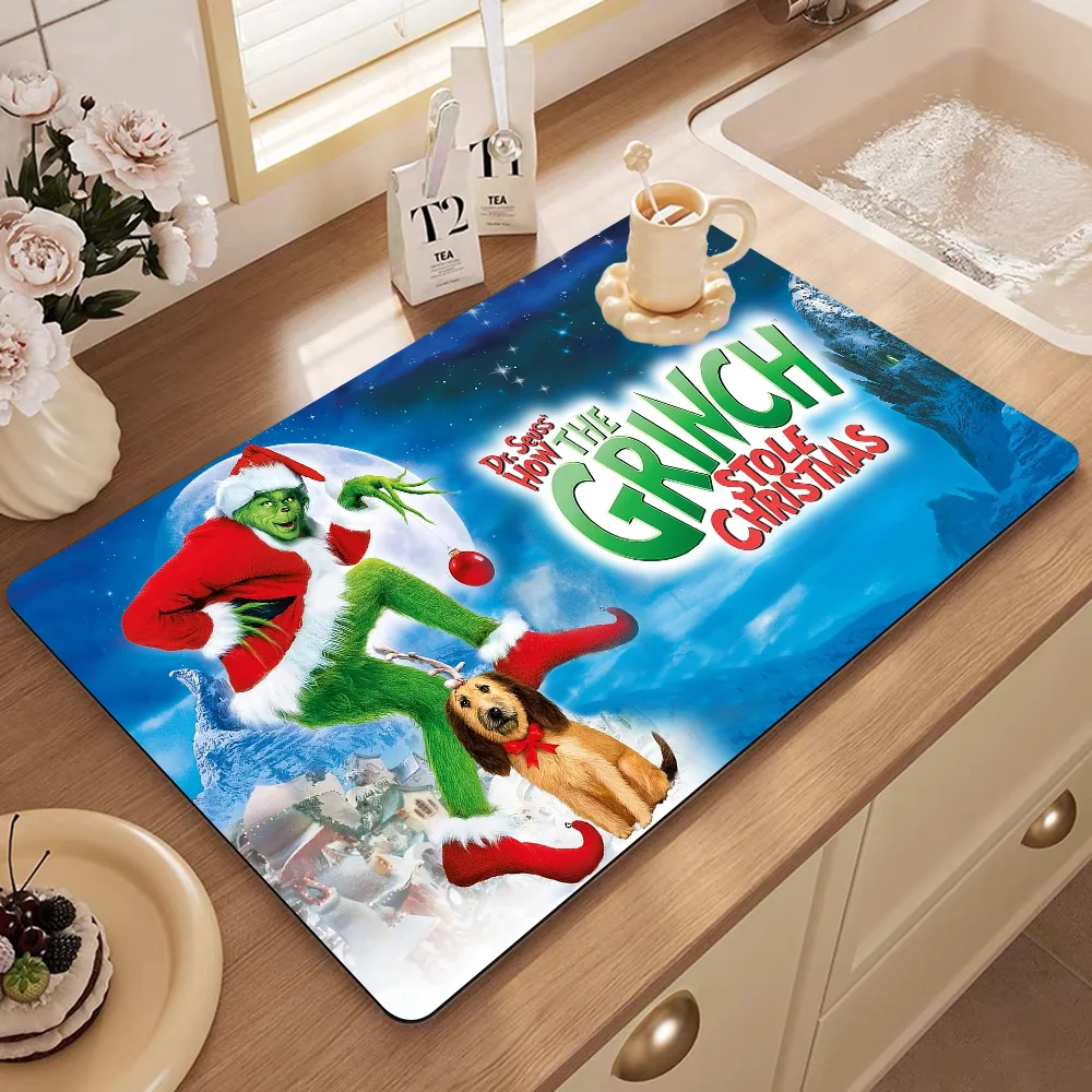 Film The G-Grinch C-Christmas Kitchen Absorbent Pad Dry Draining Mat Sink Washstand Coffee Machine Pads Table Faucet Anti Splash