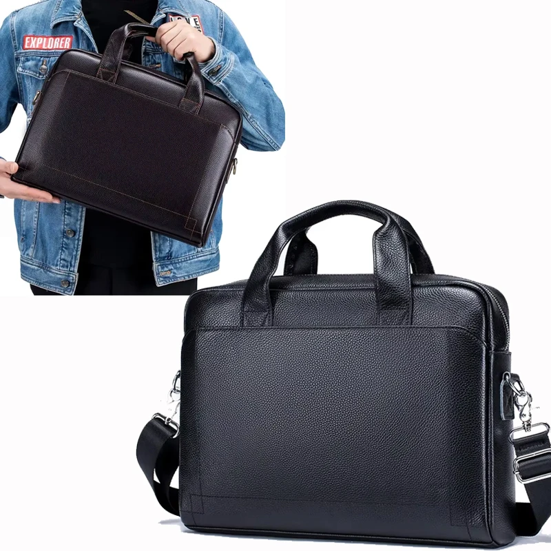 Herren Lederhandtasche Leder Laptoptasche Diagonal Cross Bürotasche Messenger Laptoptasche für Männer Oberschicht Rindsleder Aktentasche