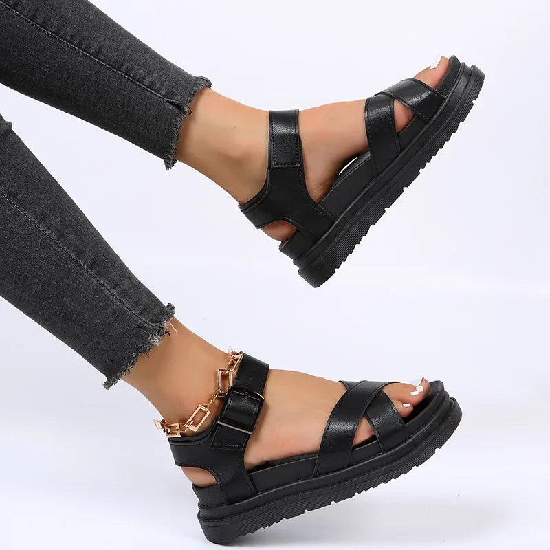 Women's Fashion Sandals 2023 New Comfortable Sole Single Shoe Casual Versatile Open Toe Sandals Foreign Trade Shoe Factory