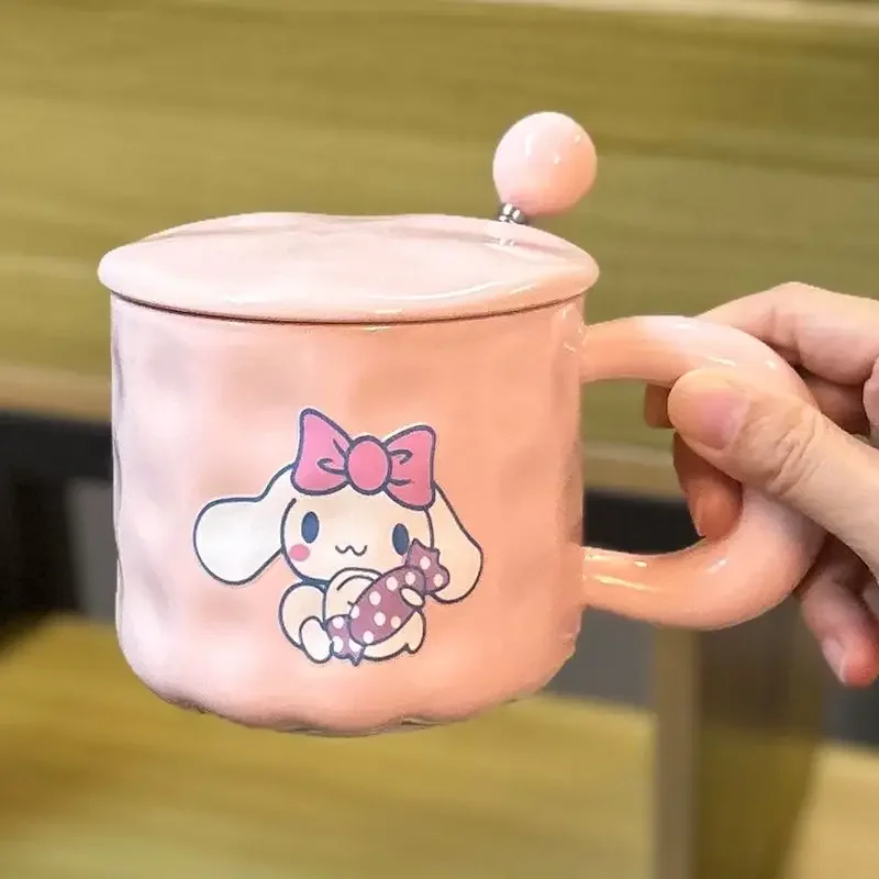 

Sanrio Kawaii Cinnamoroll Ceramics Water Cup Anime Cartoon Exquisite Fashion Ins Style Good-looking Gifts Drinking Cups with Lid