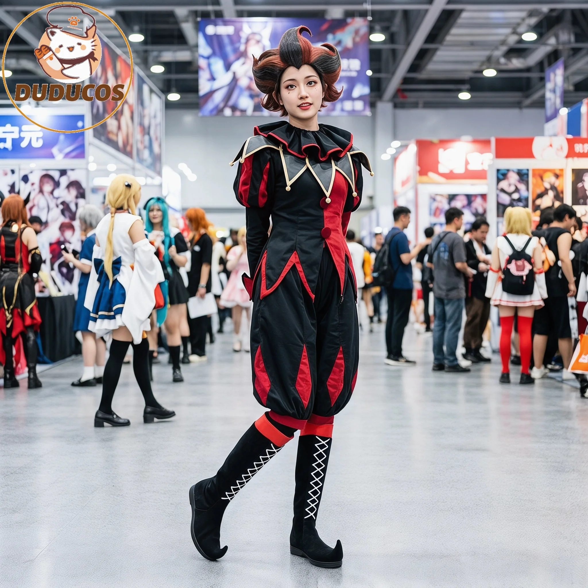 Anime The Freak Circus Jester Harlequin Pierrot Cosplay Shoes Clown Black High Heels Boots Halloween Carnival Costume Prop